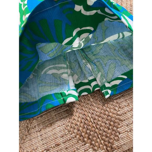 Vintage 1960s Home Made Dress mod retro Abstract Blue and Green Pattern Dress - Picture 10 of 11